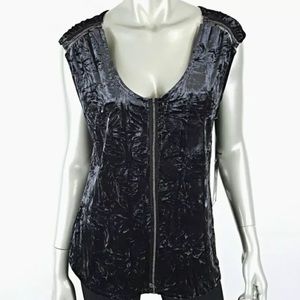 EUC— Rock & Republic Distressed/Crushed Velvet Sleeveless Tank